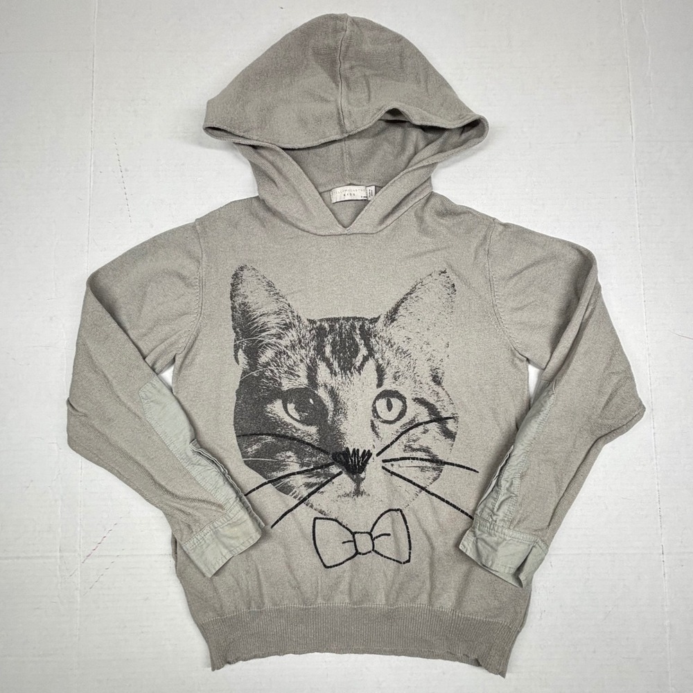 STELLA McCARTNEY KIDS 8Y Gray‎ Cat Face Hoodie Sweater
